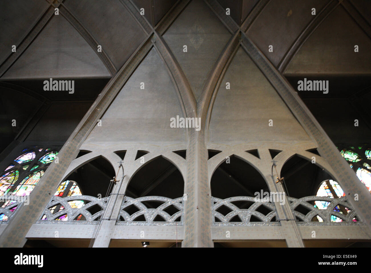 Frankreich, paris 18e, eglise Saint jean de montmartre, 21 rue des Äbtissin, architecte anatole de baudot, edifice religieux, Art nouveau, beton, 1904/05, Detail voutes, Stockfoto