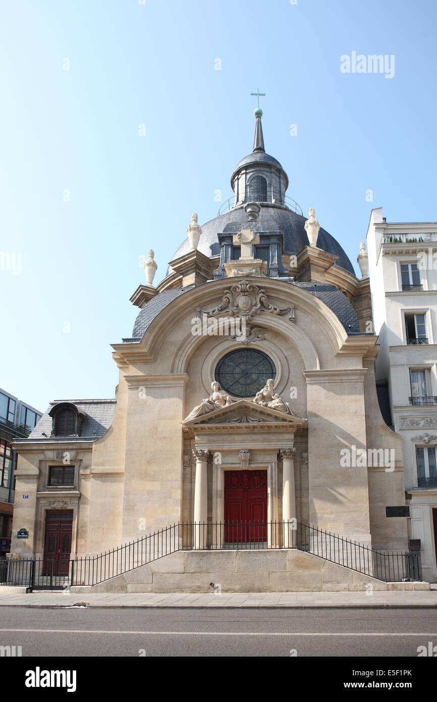 Frankreich, ile de france, paris 4e, le marais, 17 rue Saint antoine, tempel sainte marie ou Temple du marais, edifice religieux Protestant, eglise reformee, Stockfoto