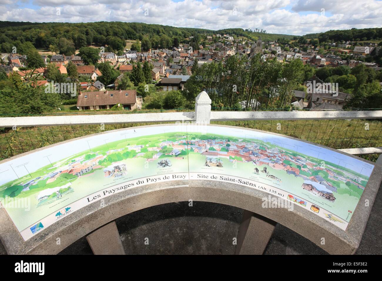 Frankreich, Haute Normandie, Seine maritim, pays de bray, Saint saens, Table d'Orientation, Panorama, Stockfoto