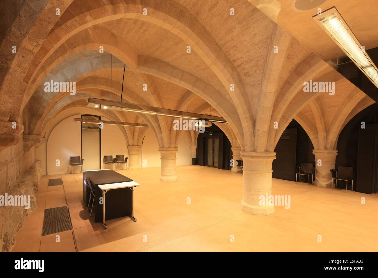 Frankreich, ile de france, pariser 5e-Viertel, rue de poissy, College des bernardins, Religion, architecte jm wilmotte, Cellier, salle de cours. Datum: 2011-2012 Stockfoto