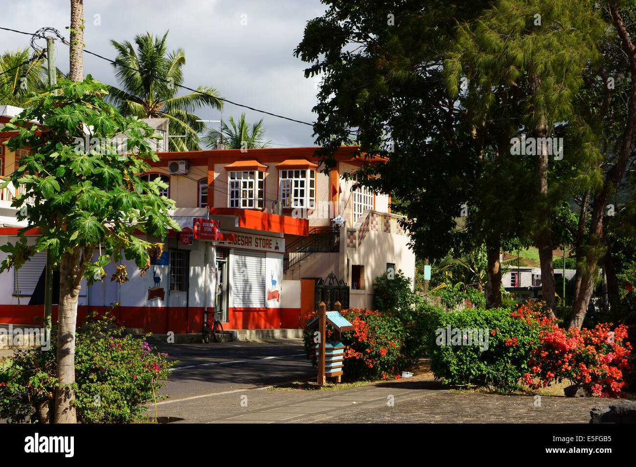 Bambous Virieux, typische Gebäude, kleiner Laden, Insel Mauritius Stockfoto