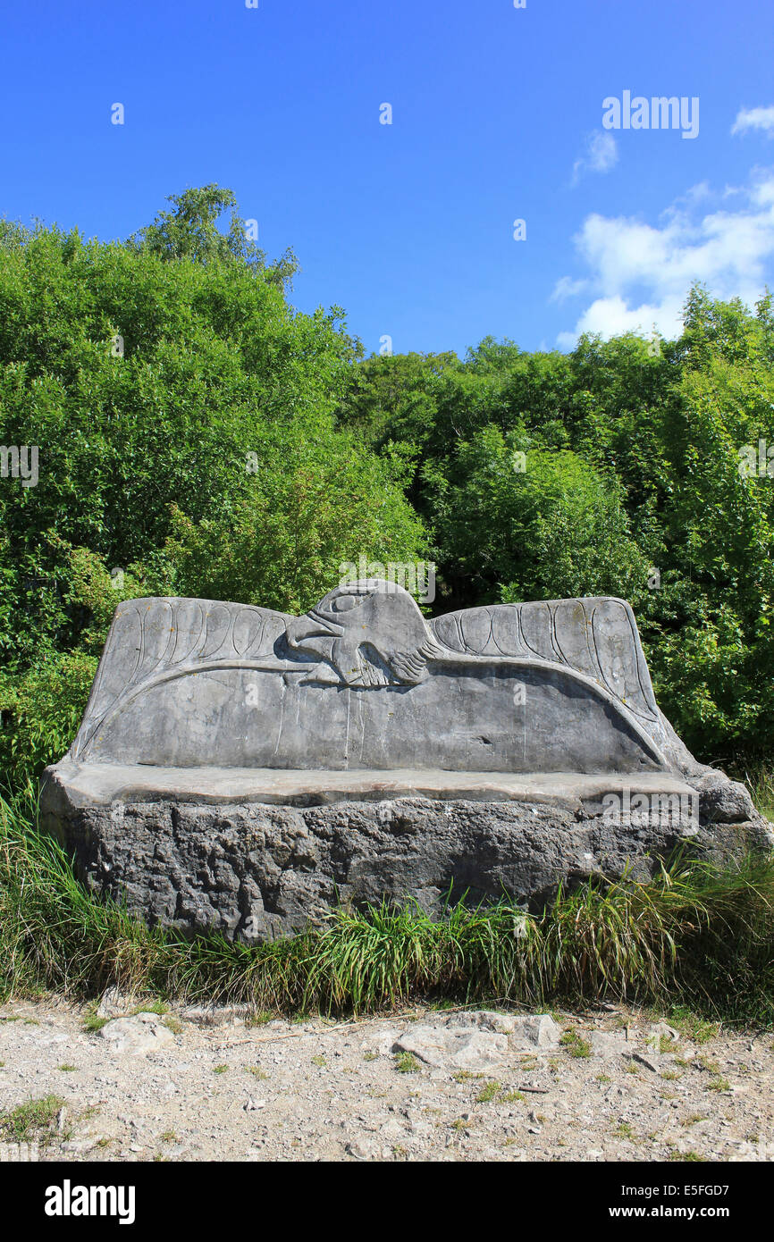 Wanderfalke Sitzkonstruktion Warton Steinbruch, Lancashire, UK, wo dieser Greifvogel regelmäßig nistet Stockfoto