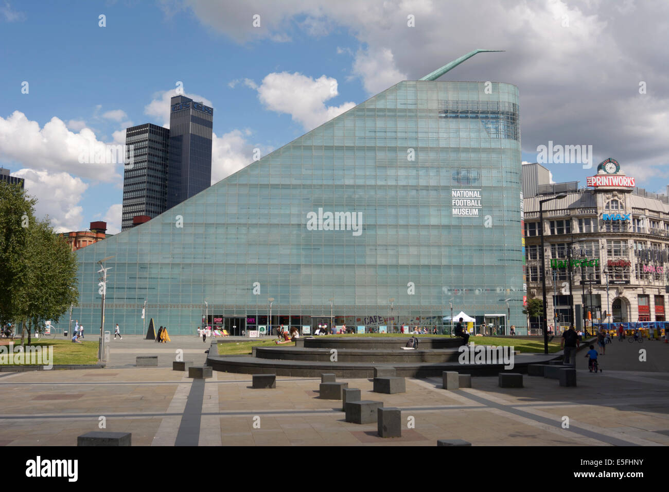 Britains National Football Museum befindet sich in der ehemaligen URBIS Gebäude im Herzen von Manchester. Stockfoto