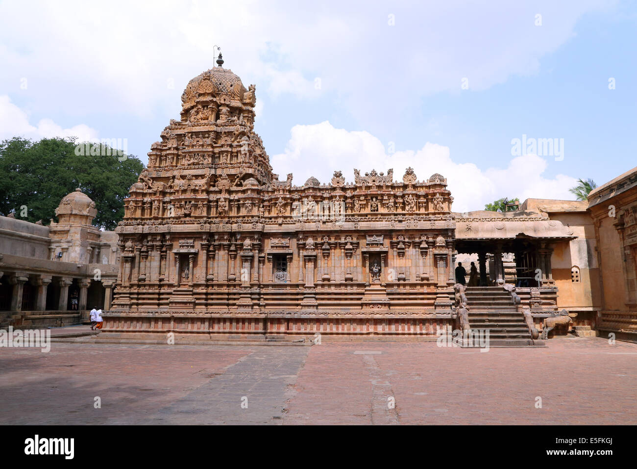 Brihadeshwara Bügel, Raja Rajeswara Tempel, Rajarajeswaram, Periya Kovil, Peruvudaiyar Kovil, Thanjavur, Tamil Nadu, Indien Stockfoto