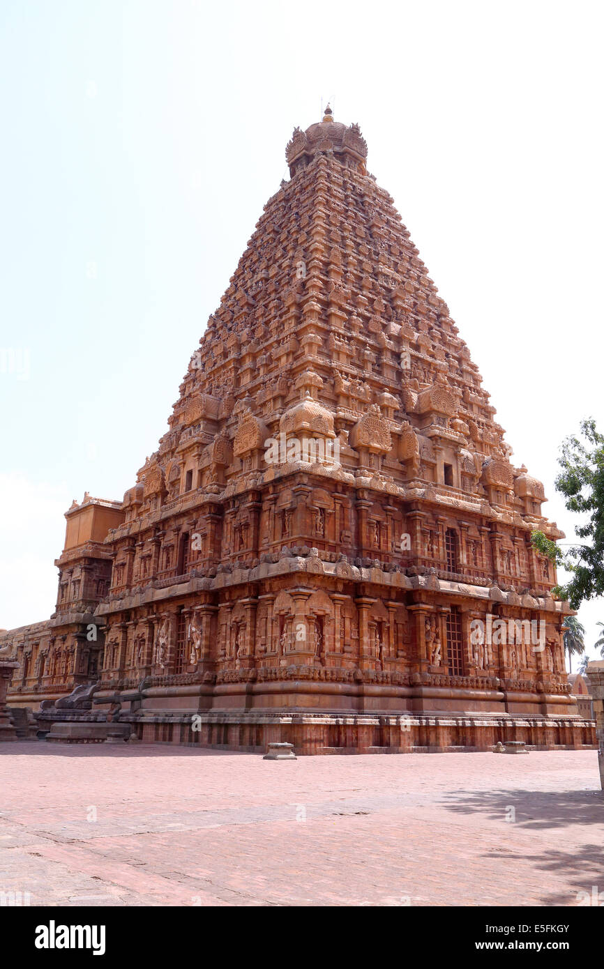 Brihadeshwara Bügel, Raja Rajeswara Tempel, Rajarajeswaram, Periya Kovil, Peruvudaiyar Kovil, Thanjavur, Tamil Nadu, Indien Stockfoto