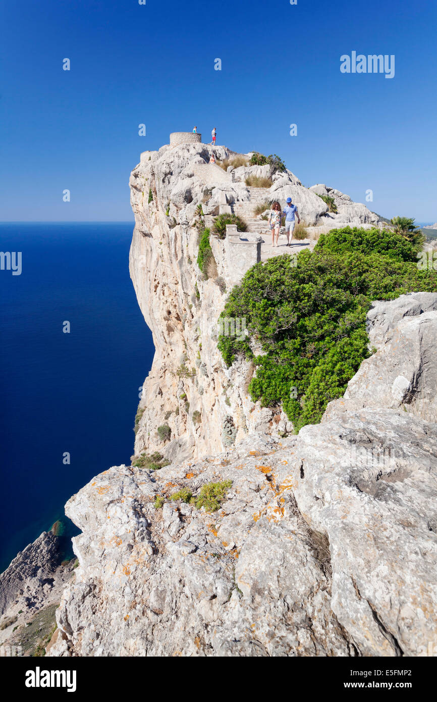 Mirador Essen Colomer oder Mirador del Mal Pas, Aussichtspunkt, Cap de Formentor, Mallorca, Balearen, Spanien Stockfoto