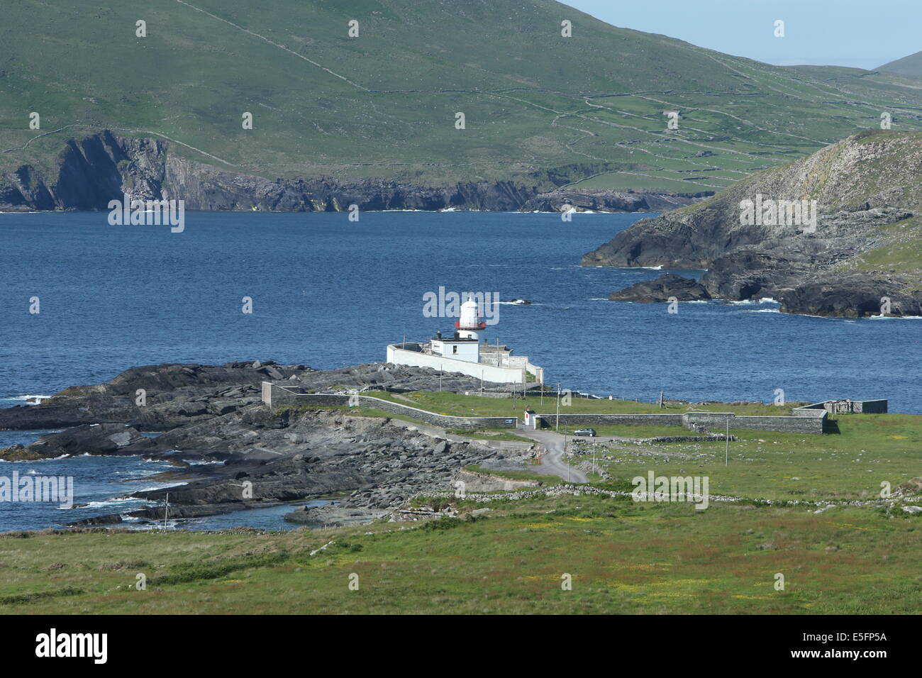 Die Valentia Leuchtturm in Cromwell Punkt, Valentia Island, County Kerry im Süden von Irland. Stockfoto
