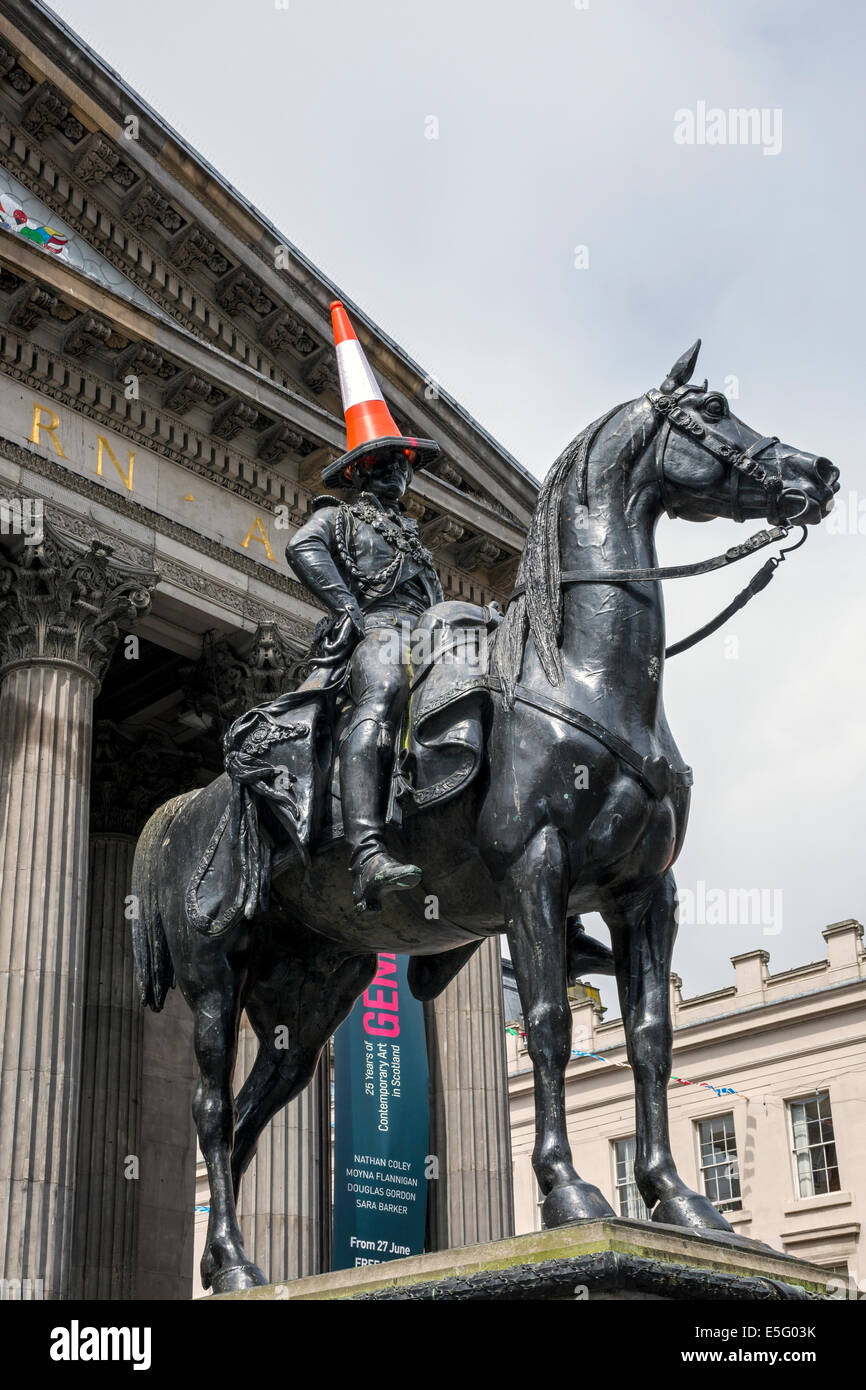 Statue des Herzogs von Wellington, Royal Exchange Square, Glasgow, Scotland, UK. Stockfoto