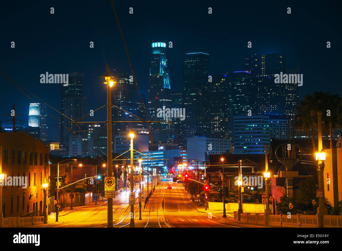 Los Angeles Stadtbild bei Nacht Stockfoto