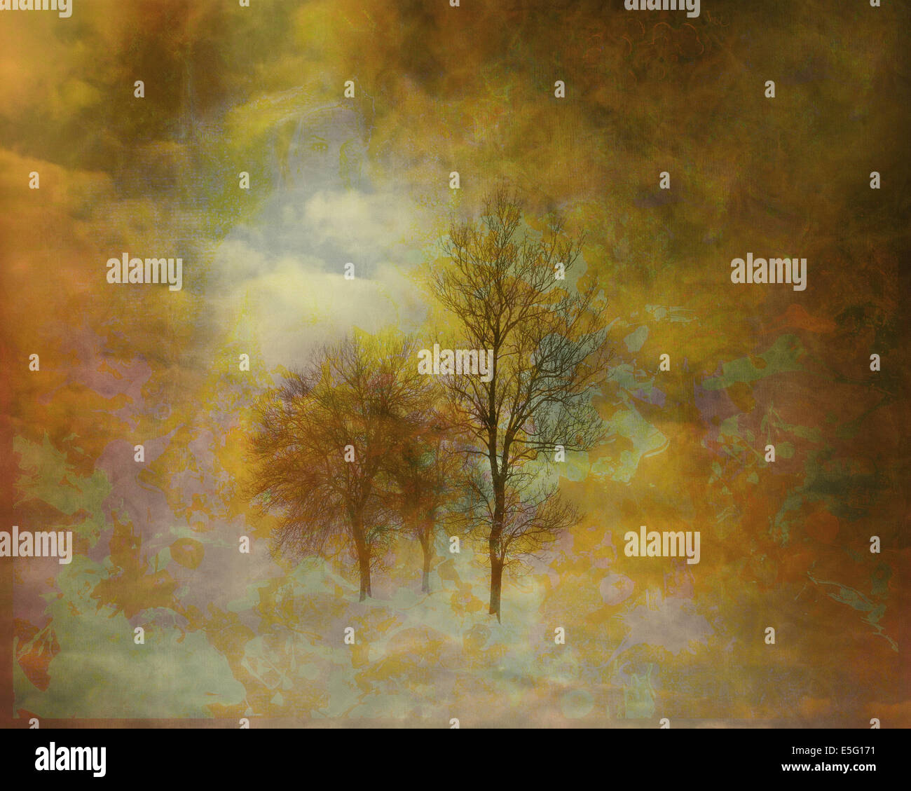 Bildende Kunst: Wo der Nebel hebt Stockfoto