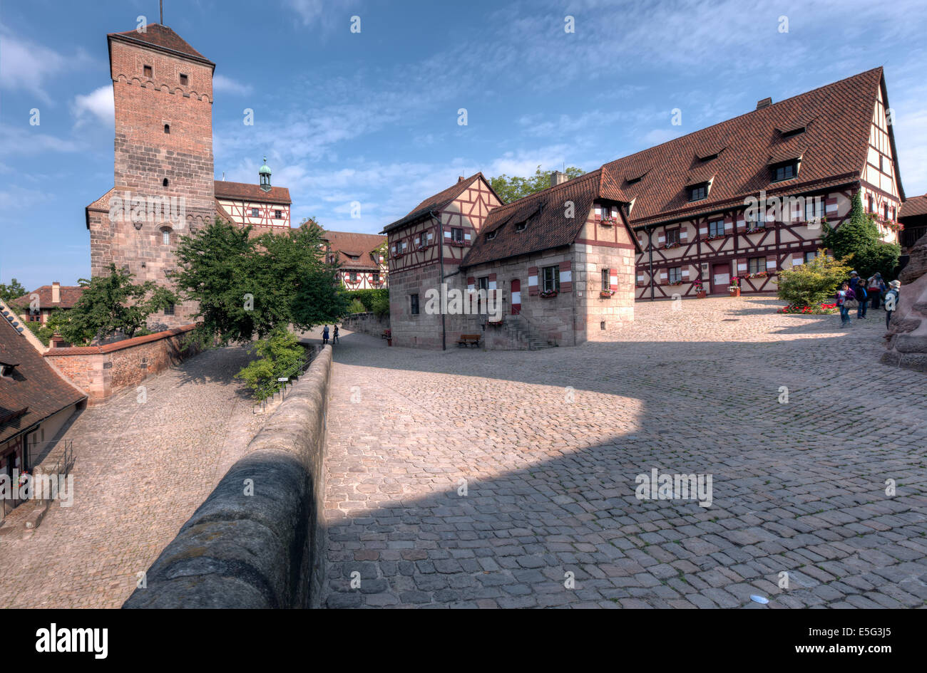 Die Nürnberger Burg (Nürnberger Burg) und dem Vorhof vor dem Burgberg. Stockfoto