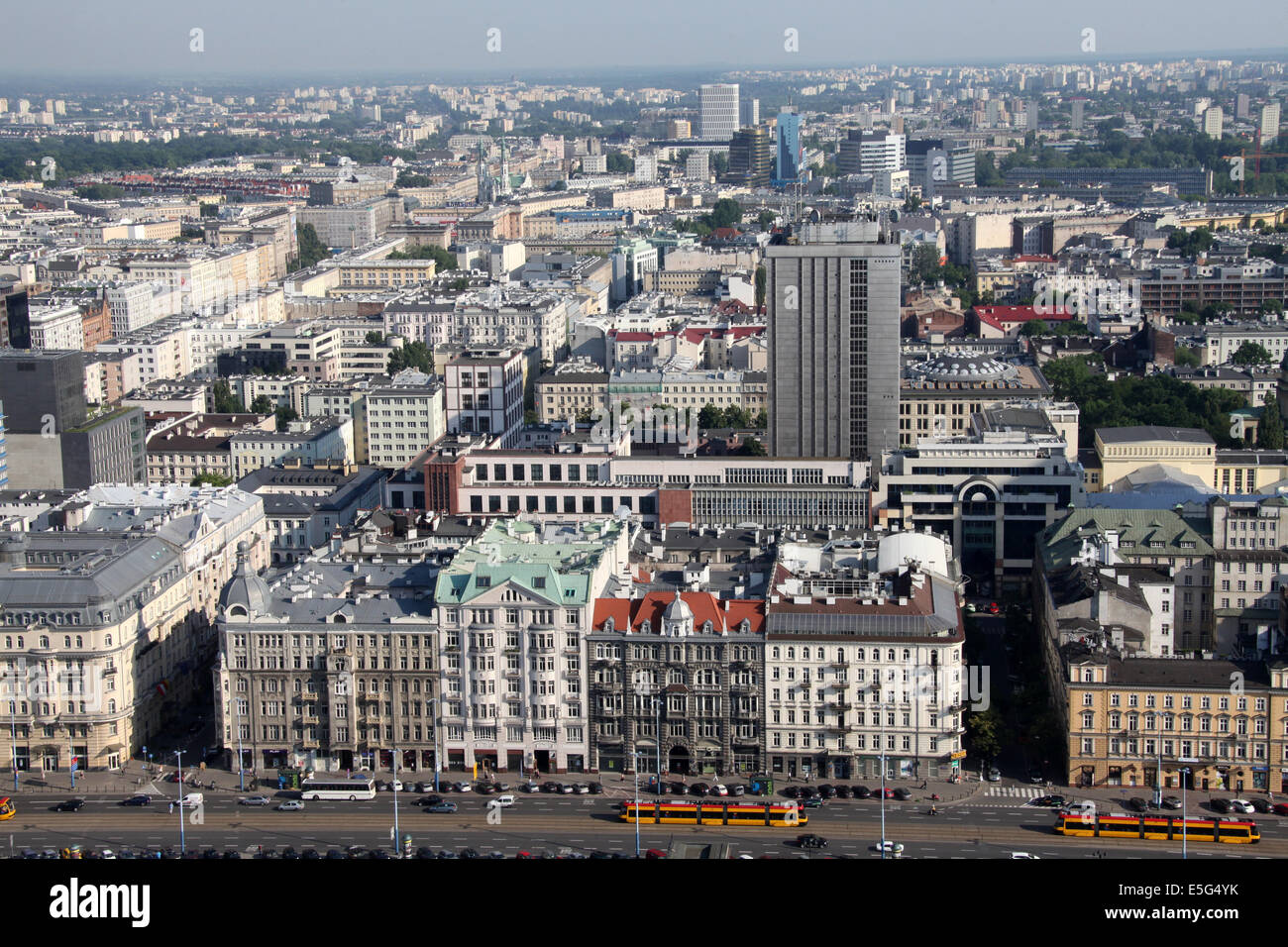 Ansicht von Warschau aus dem Palast der Kultur und Wissenschaft Stockfoto