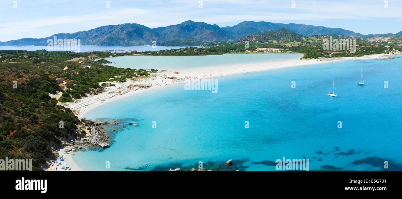 Luftaufnahme von Villasimius, Porto Giunco Strand, Sardinien, Italien Stockfoto