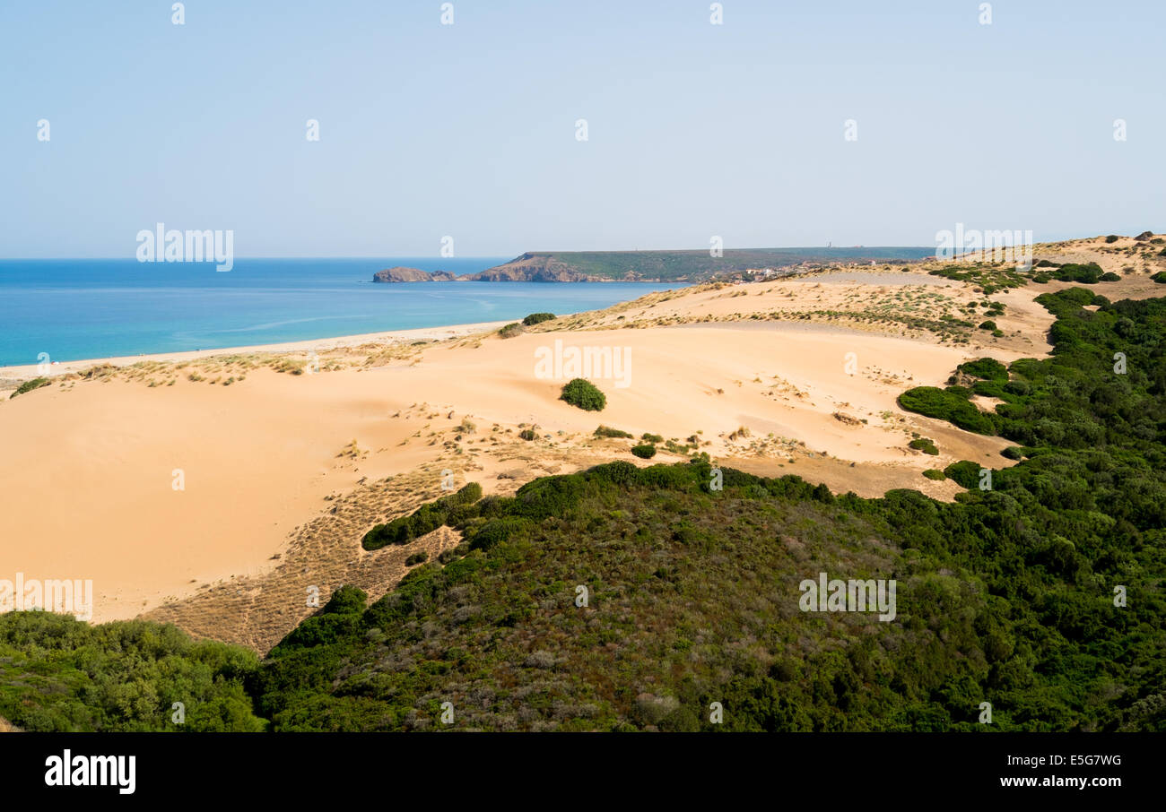 Torre dei Corsari Strand entlang der grünen Küste, West Sardinien, Italien Stockfoto