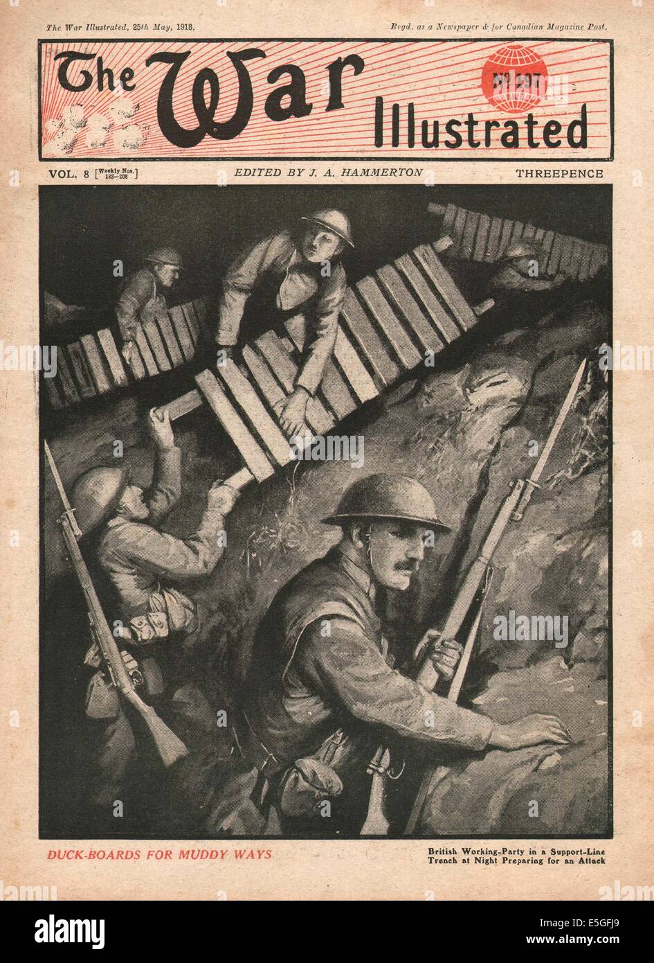 1918 der Krieg Illustrated Titelseite zur Veranschaulichung britische Soldaten in Schützengräben an der Westfront Stockfoto
