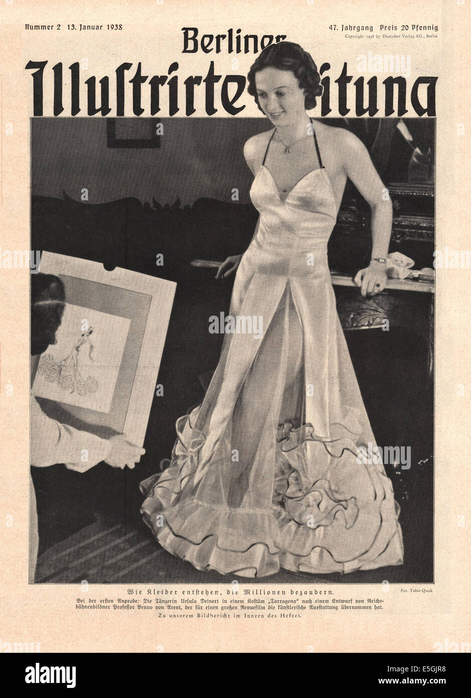 1938 Berliner Illustrierte Zeitung (Deutschland) vordere Abdeckung Foto der deutschen Tänzerin und Filmschauspielerin Ursula Deinert Stockfoto