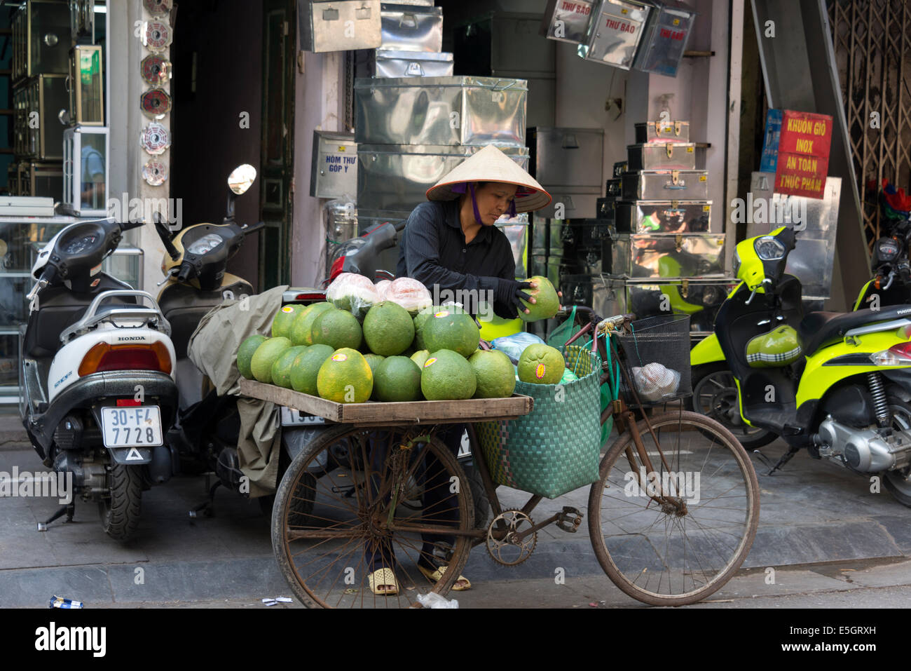 Pomelo Frucht zu verkaufen, Hanoi, sozialistische Republik Vietnam. Stockfoto