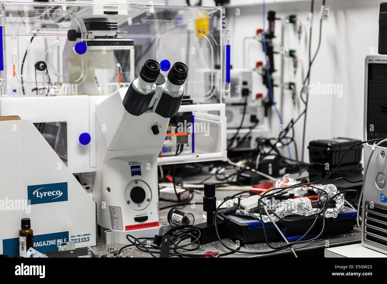 Eine Sinlge-Molekül-Mikroskop auf einem Labortisch stellen. Stockfoto