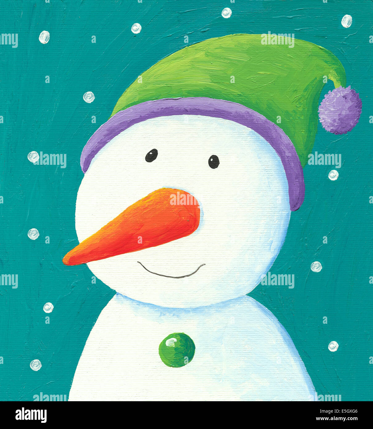 Acryl Illustration der lustige Schneemann Stockfoto