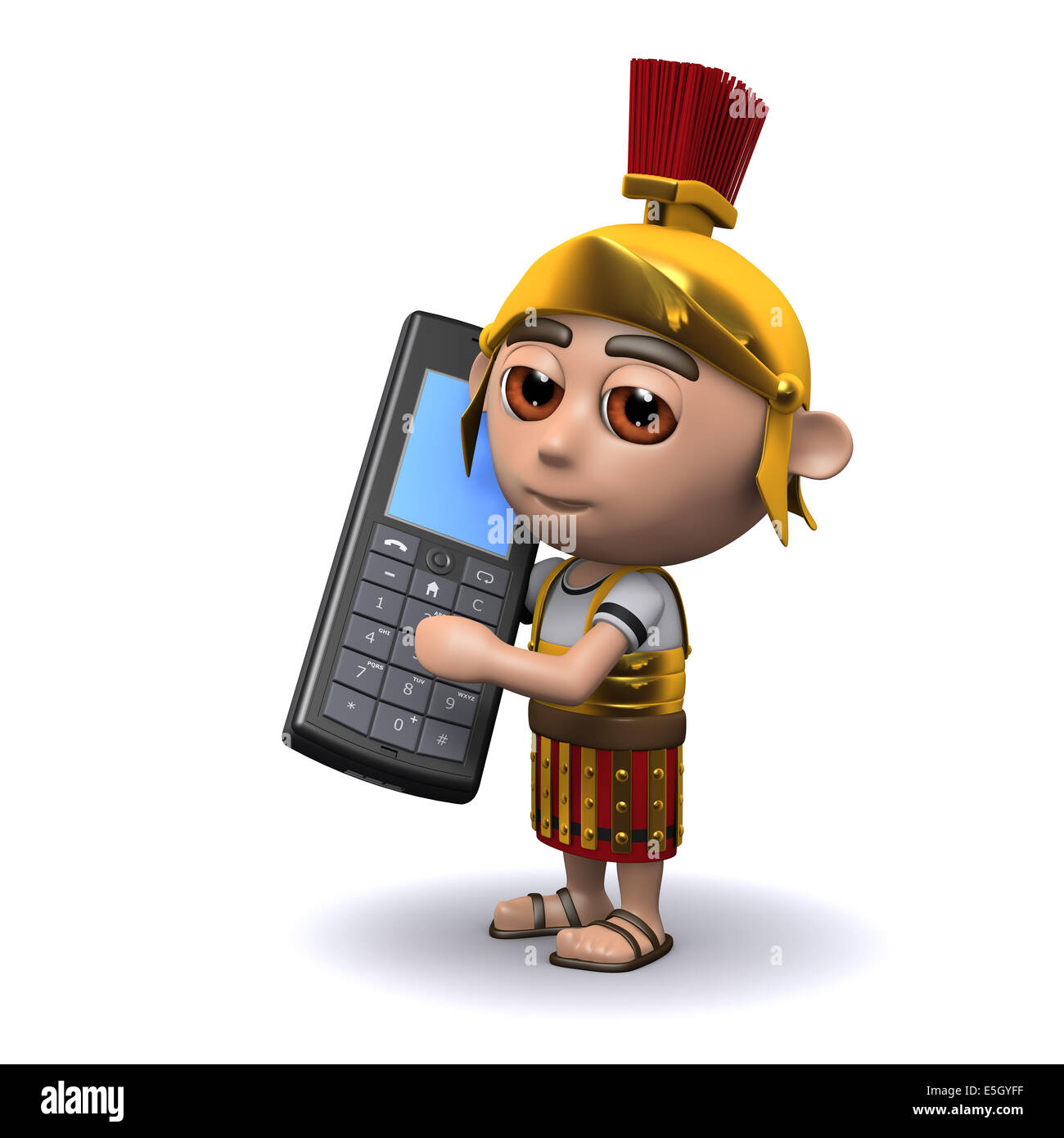 3D Render an einem römischen Soldaten mit dem Handy telefonieren Stockfoto