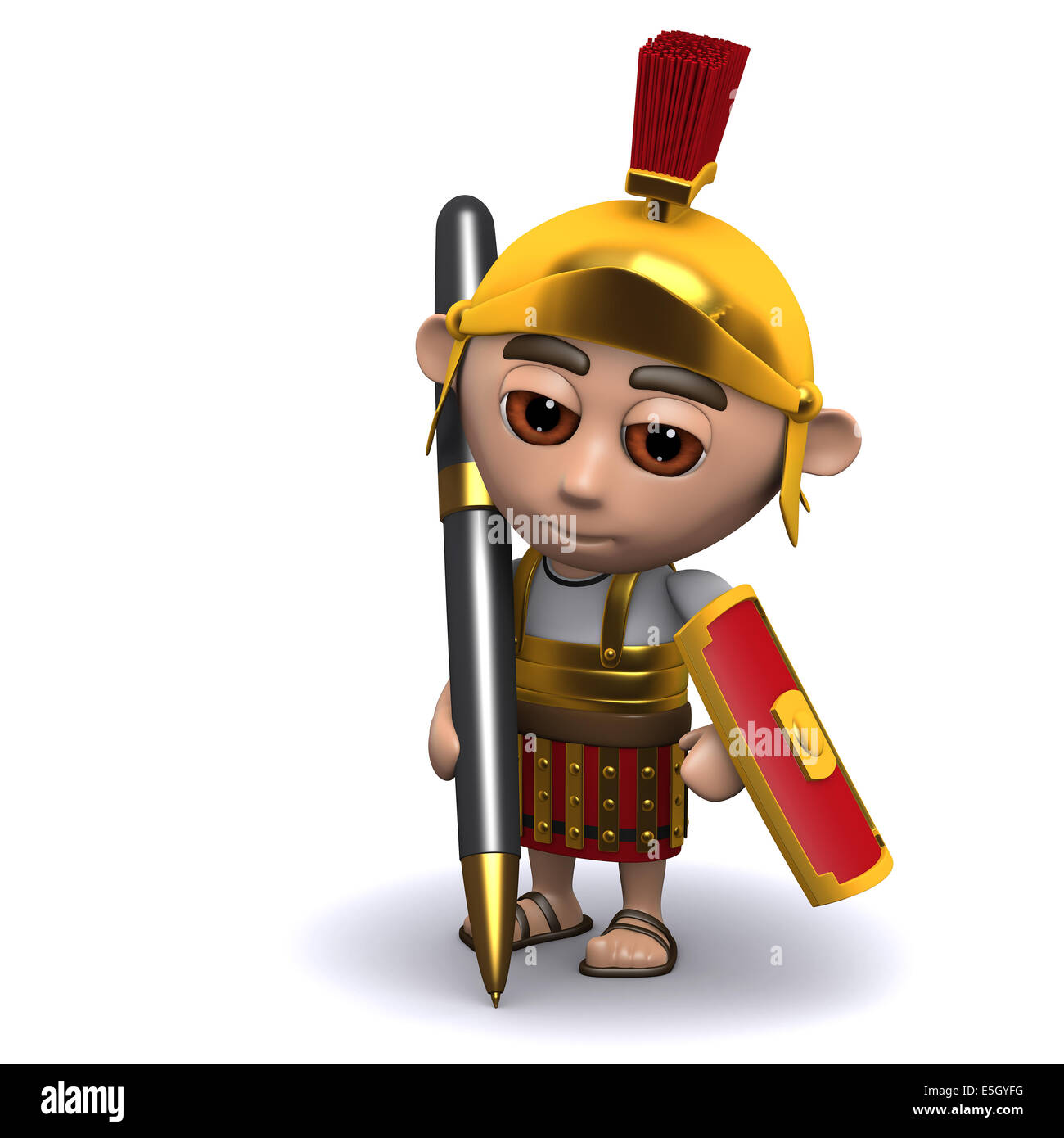 3D Render an einem römischen Soldaten mit einem Stift schreiben Stockfoto