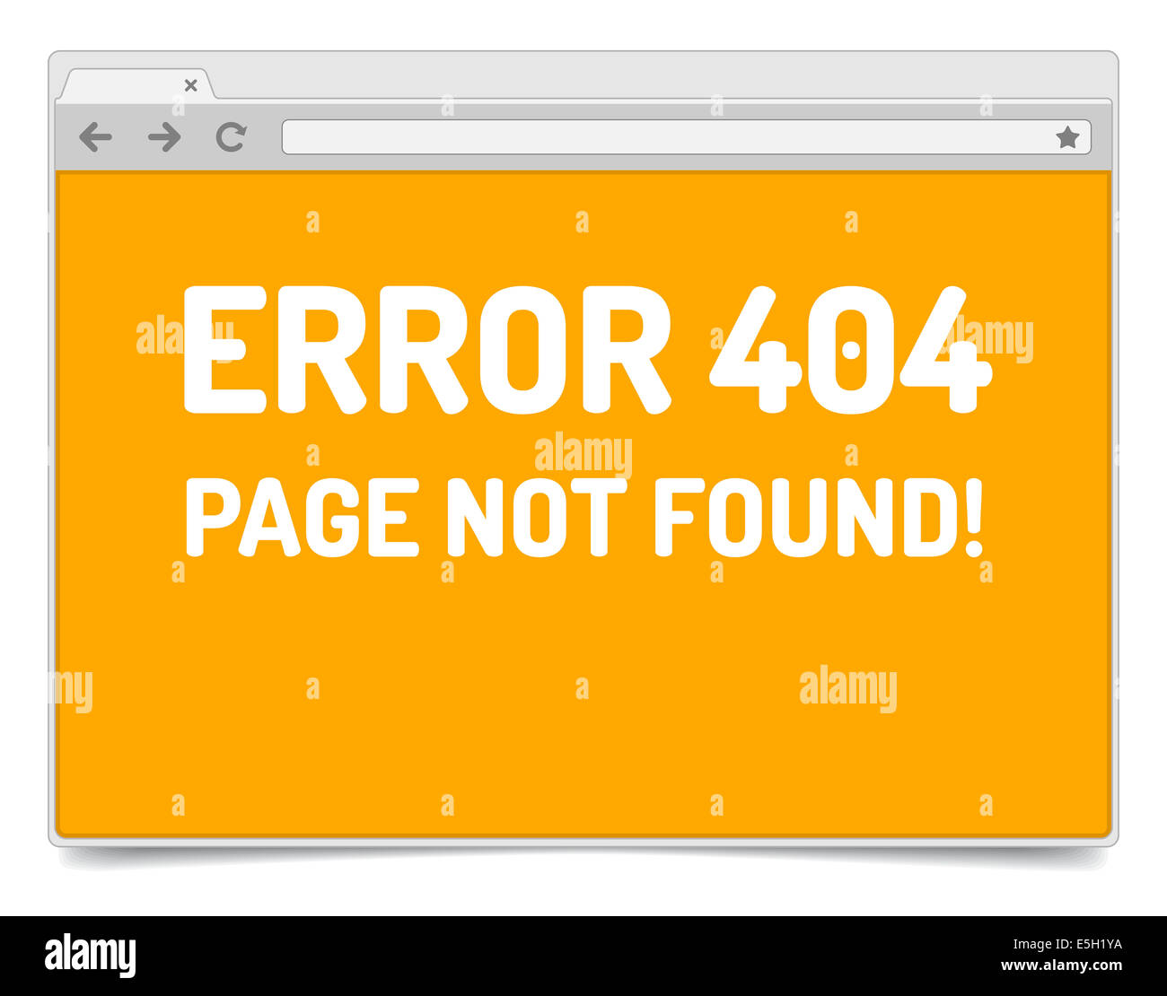 Seite 404-Fehler auf geöffneten Internet-Browser-Fenster mit Schatten. Isolierte Browser Vorlage. Stockfoto