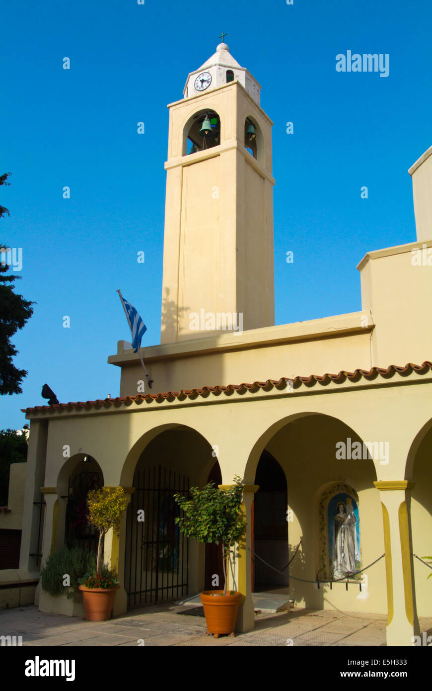 Kirche des Heiligen Geistes, Gehäuse, finnische Gemeinde Gemeinde, Neustadt, Rhodos Stadt, Rhodos, Dodekanes, Griechenland Stockfoto