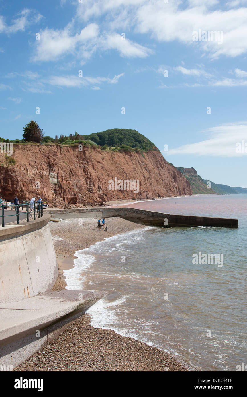 Sidmouth Devon England Südengland jurassic Küste Meer und Küste mit Klippen erodieren Stockfoto