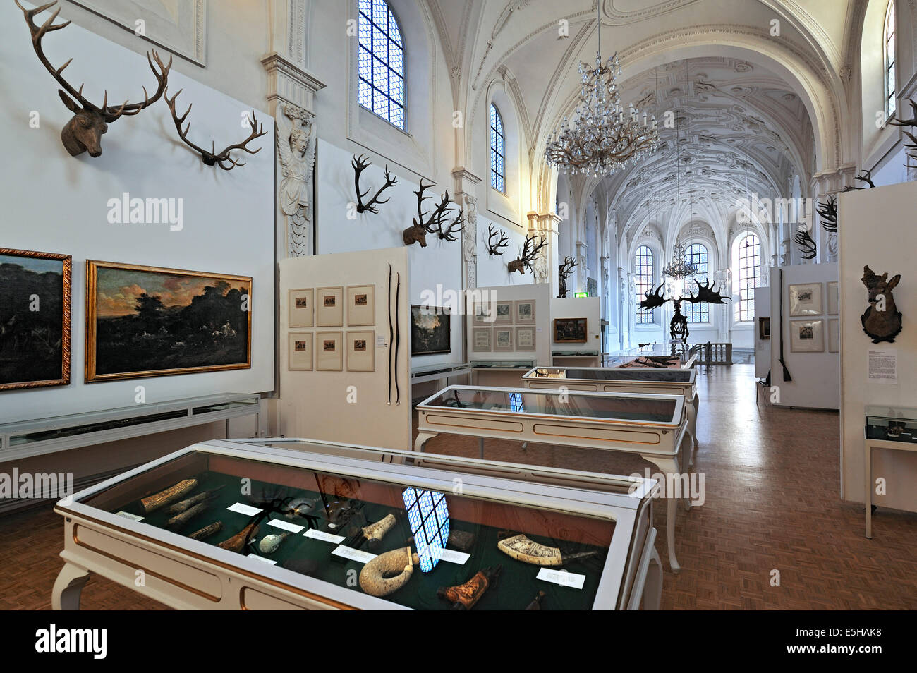 Weißer Saal, Halle, deutschen Jagd- und Fischereimuseum, München, Upper Bavaria, Bavaria, Germany Stockfoto