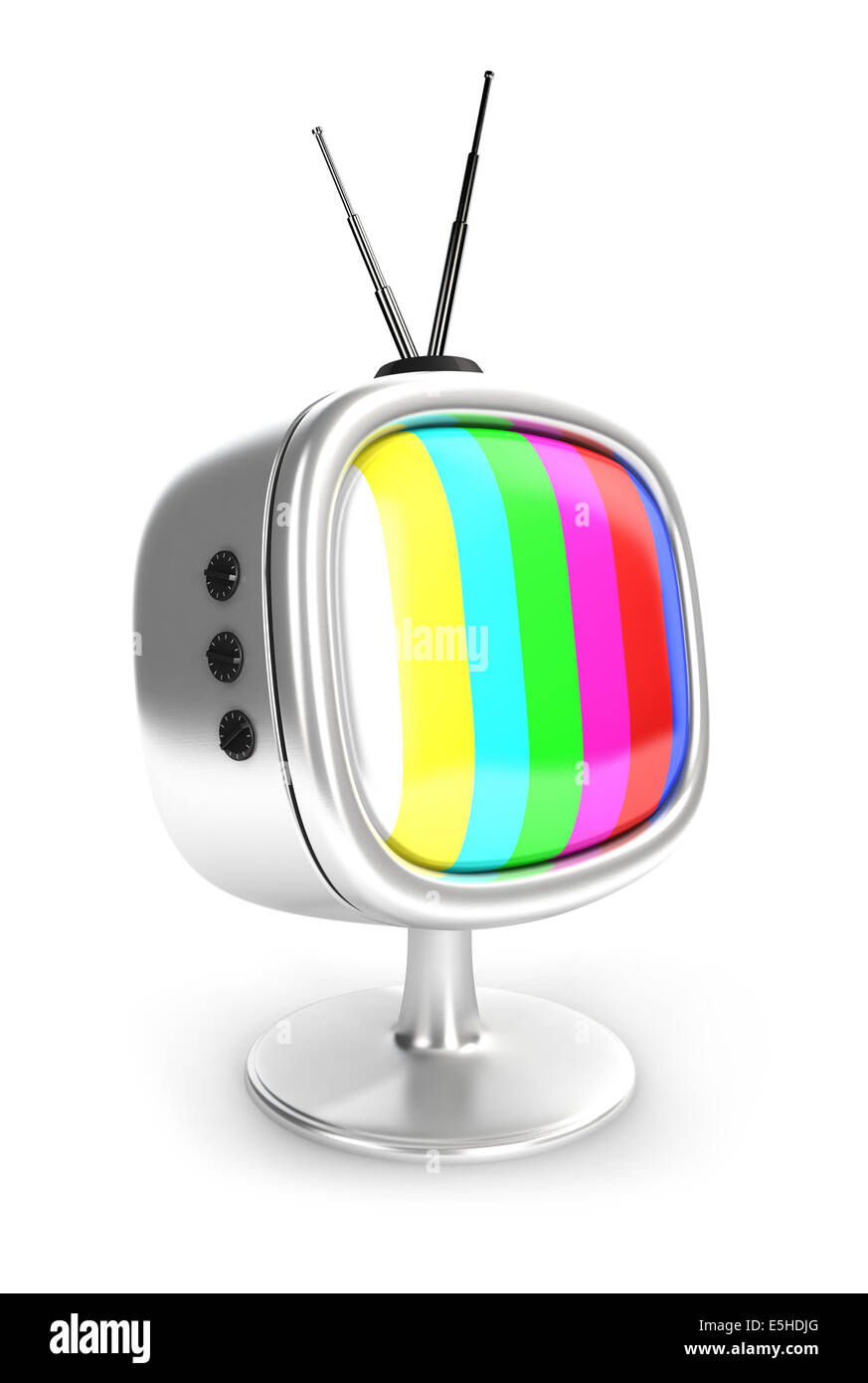 Vintage 3D-Fernsehen, isoliert, weißer Hintergrund, 3d Bild Stockfoto