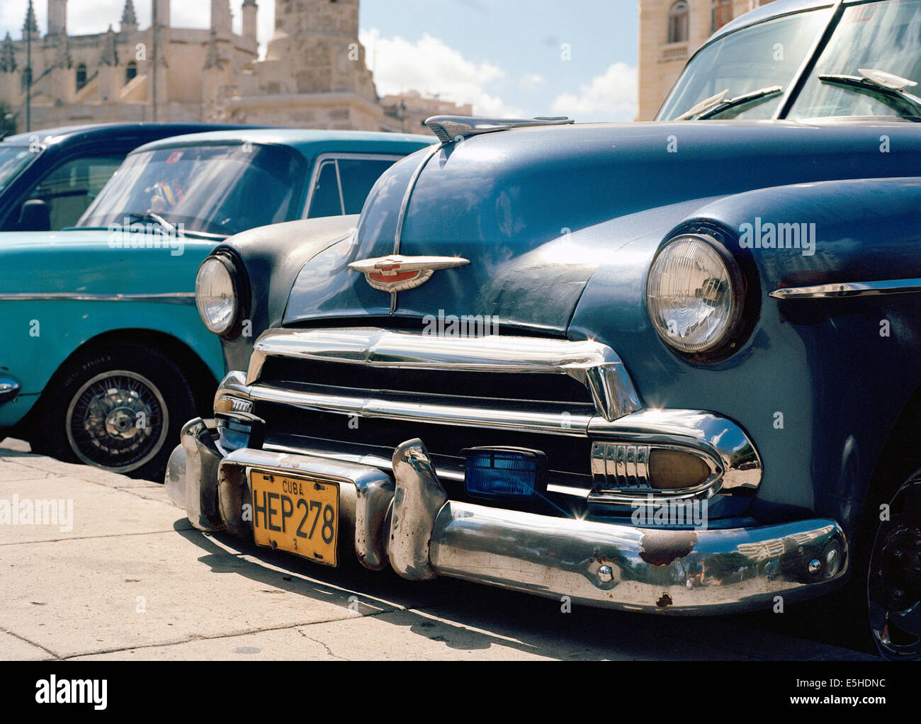 Havanna Kuba Oldtimer Chevy Auto auf der Straße Stockfoto