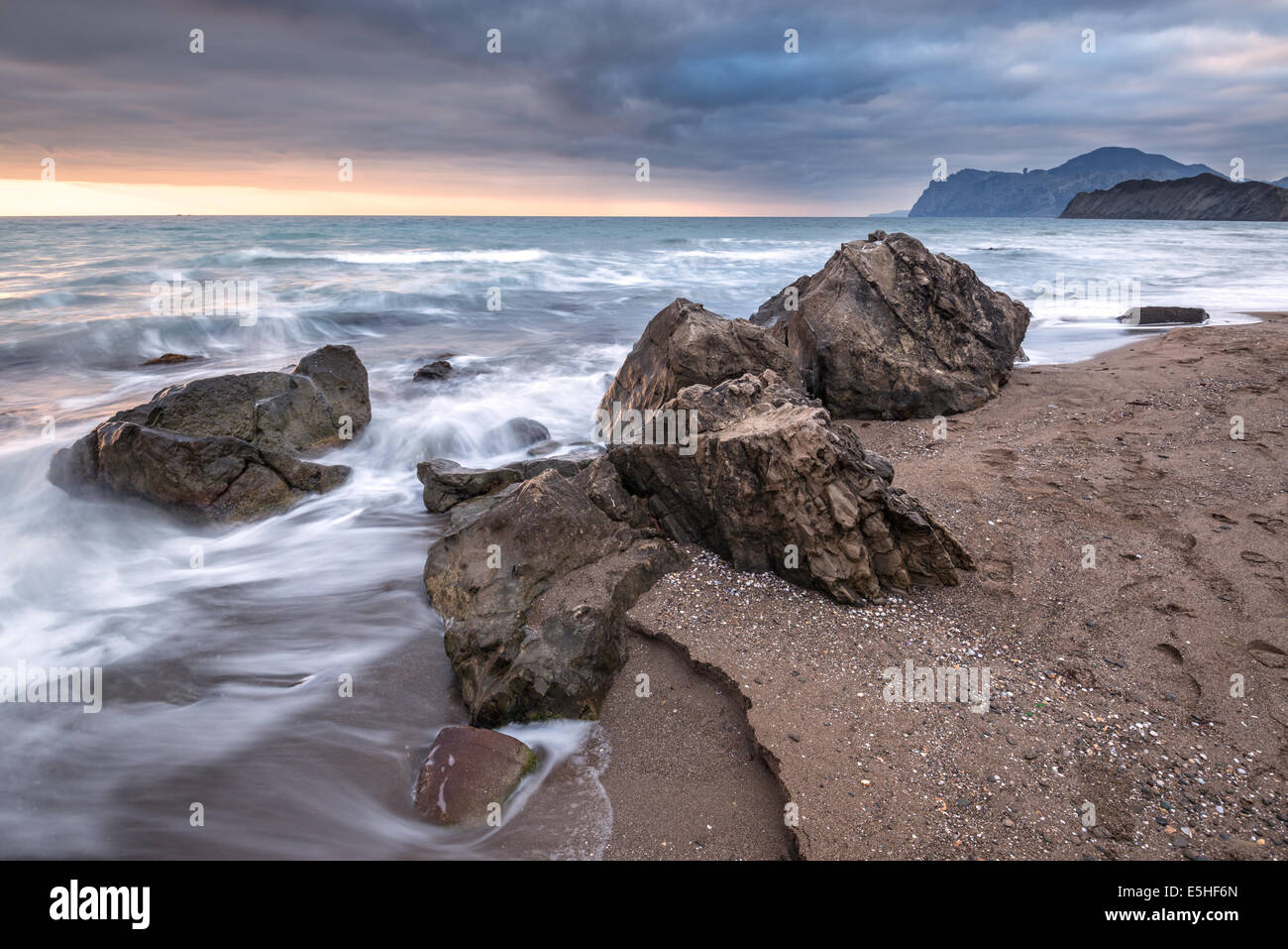 Schwarzes Meer-Landschaft auf der Krim Stockfoto