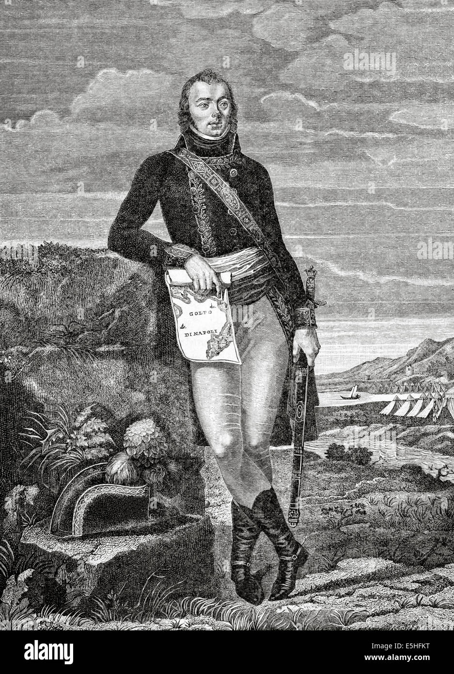 Étienne Jacques Joseph Alexandre MacDonald, 1. Herzog von Tarent (1765-1840). Militärische. Porträt. Gravur. Stockfoto
