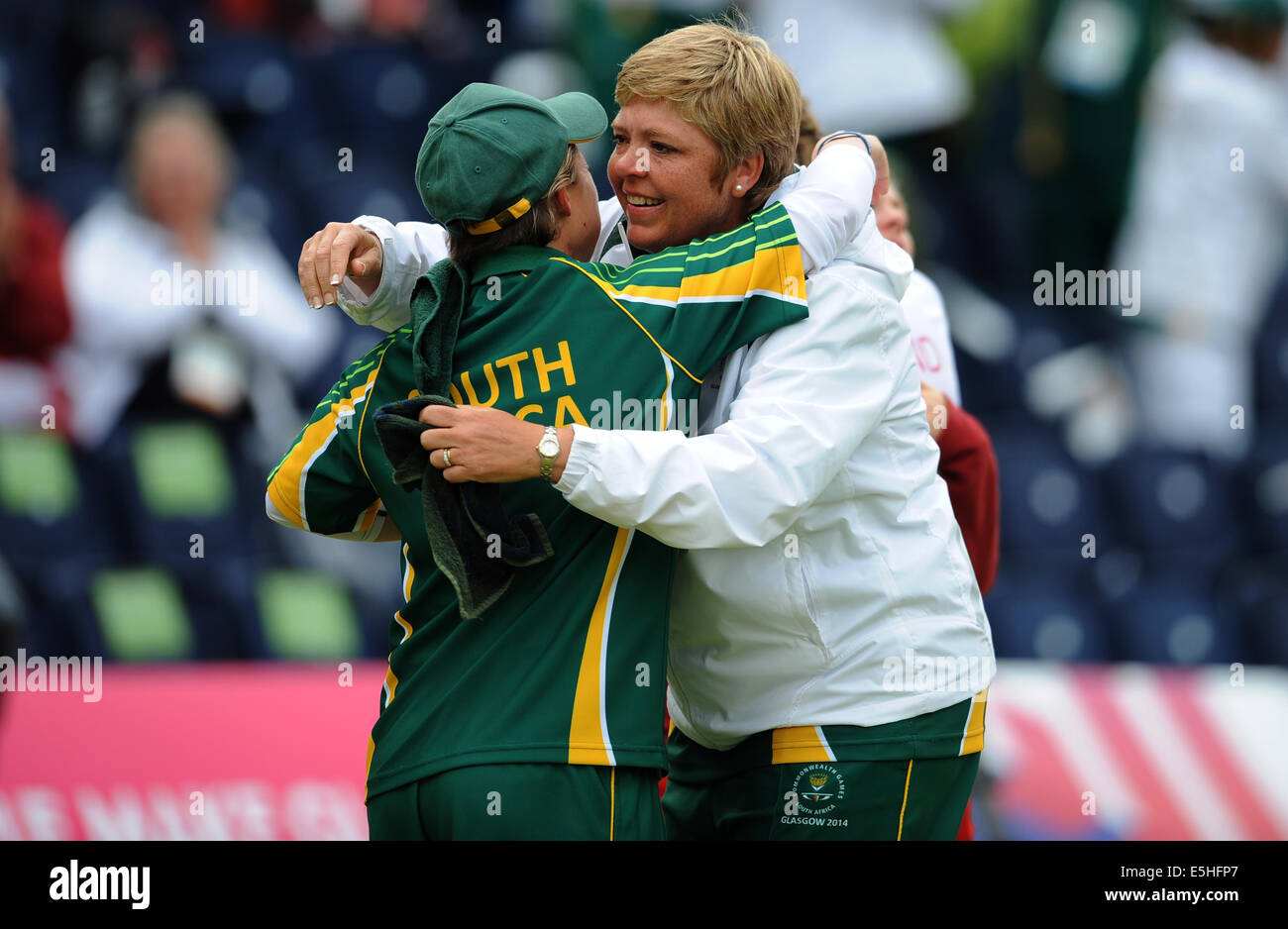 TRACY LEE BOTHA & COLLEEN Hecht Südafrika KELVIN grüne GLASGOW Schottland 1. August 2014 Stockfoto