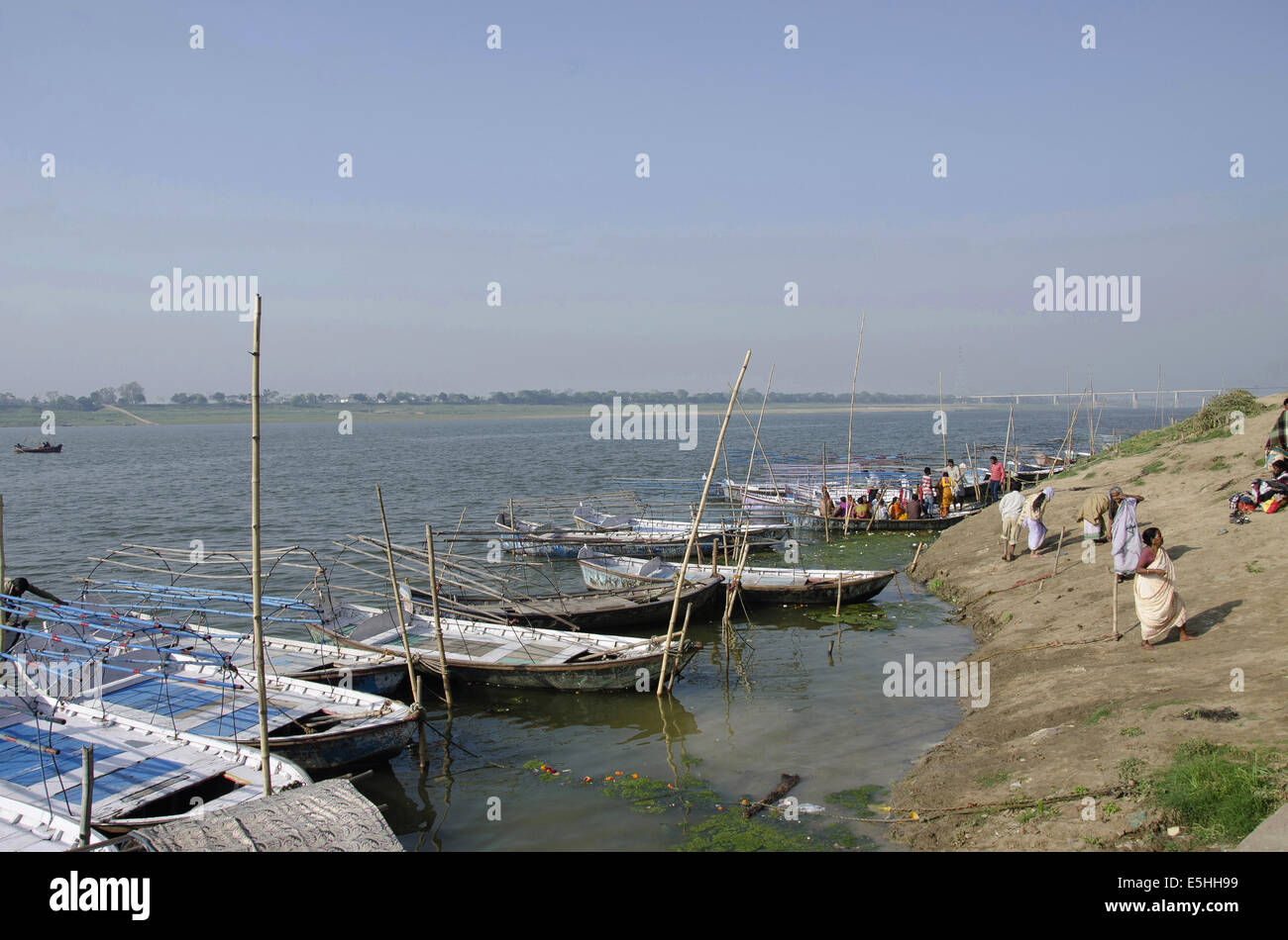 Blick auf Fluss Yamuna, Allahabad, Uttar Pradesh, Indien Stockfoto