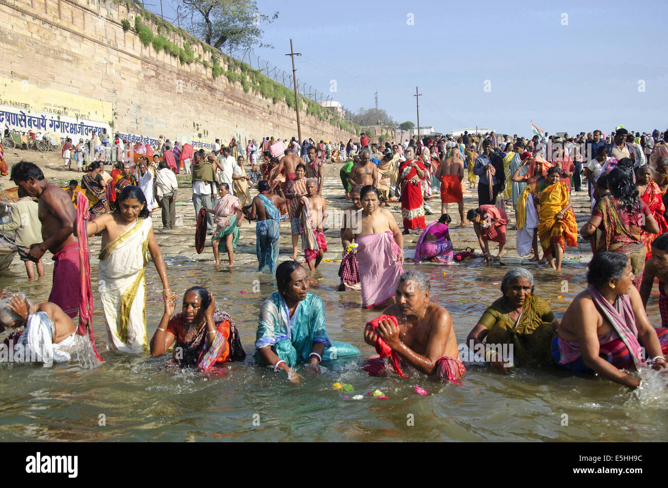 Triveni Sangam, Prayag, Allahabad, Uttar Pradesh, Indien Stockfoto