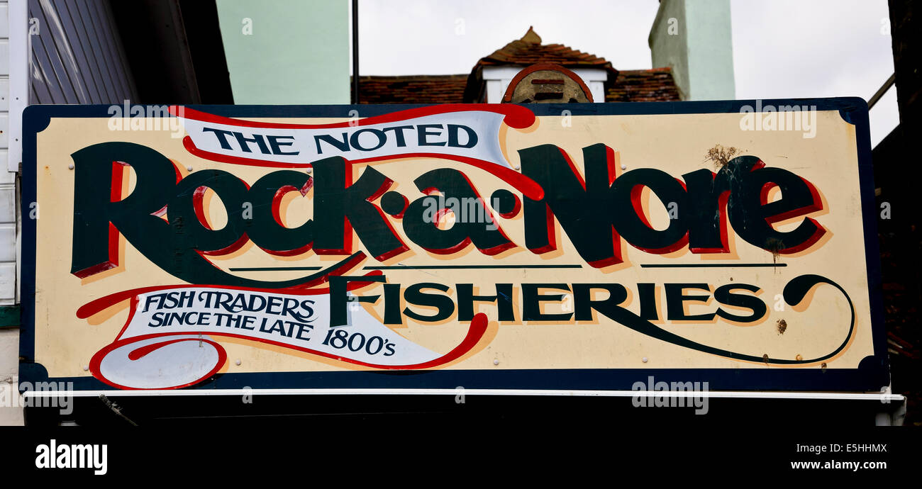 9593. Fischerei zu signieren, Rock a Nore, Hastings, East Sussex. Stockfoto