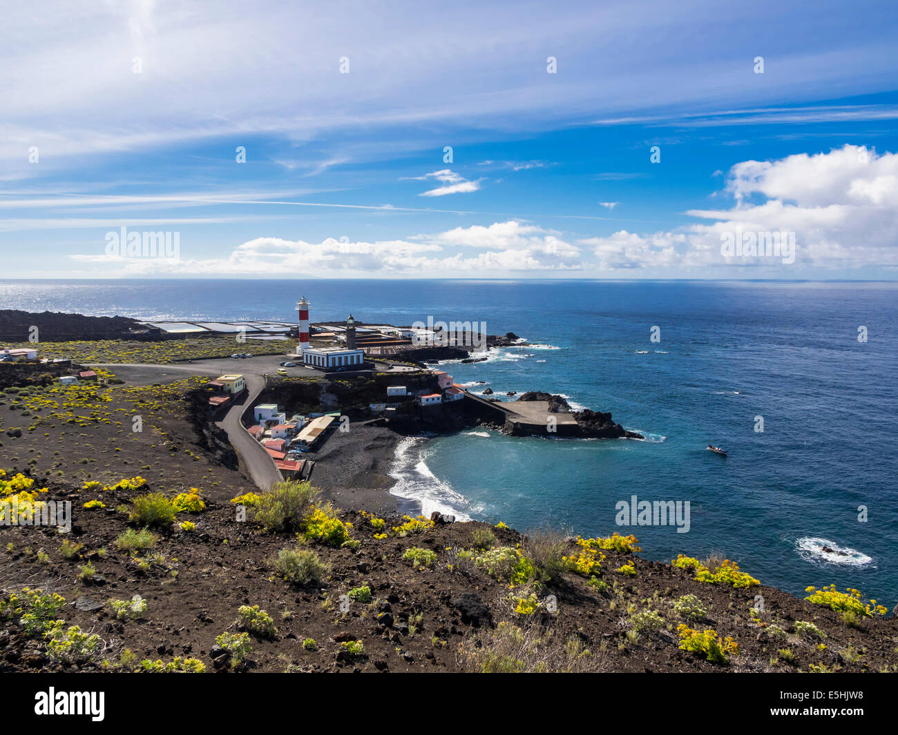 Neue und alte Leuchtturm Faro de Fuencaliente, Los Quemados, Südküste, La Palma, Kanarische Inseln, Spanien Stockfoto