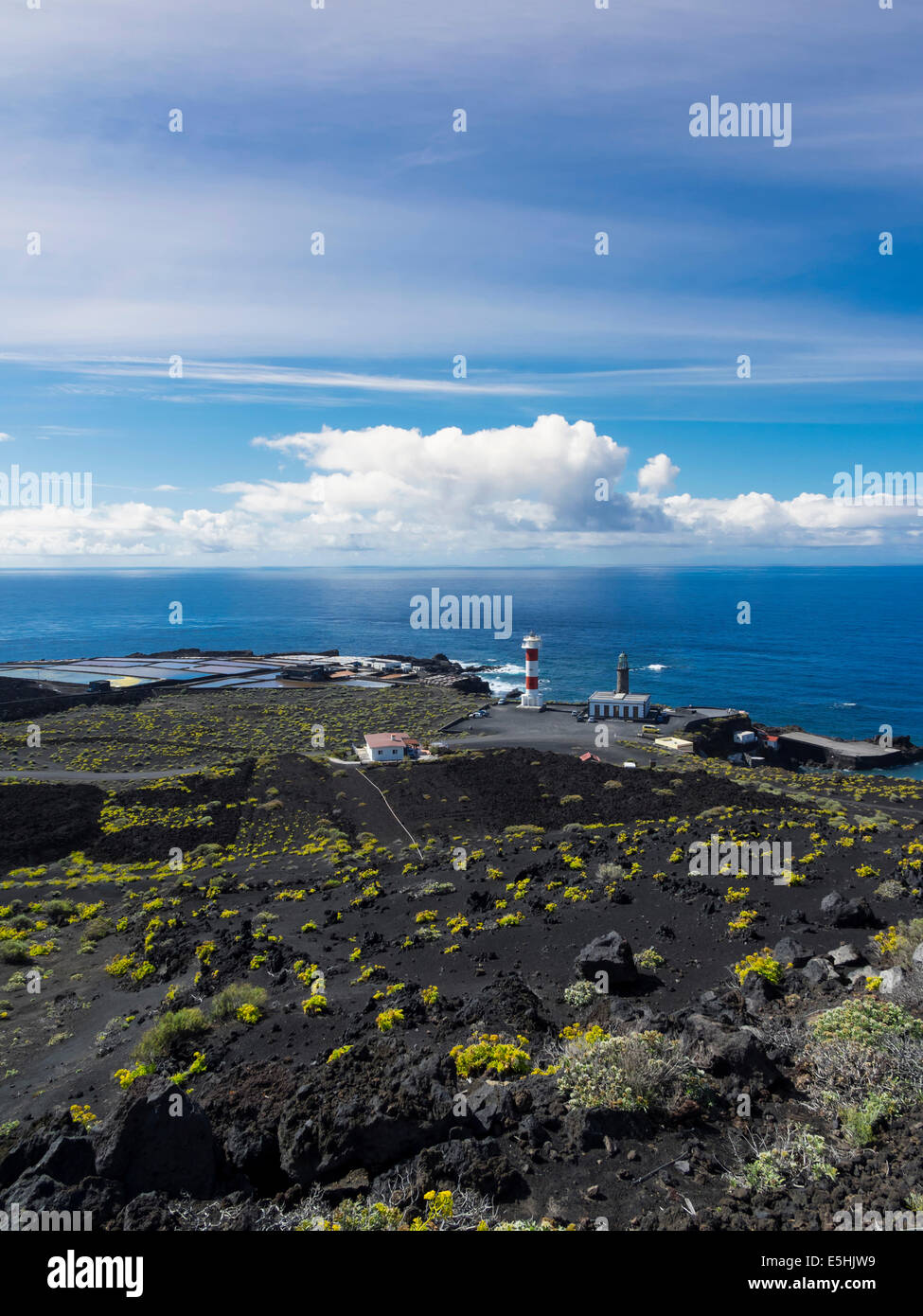 Neue und alte Leuchtturm Faro de Fuencaliente, Los Quemados, Südküste, La Palma, Kanarische Inseln, Spanien Stockfoto