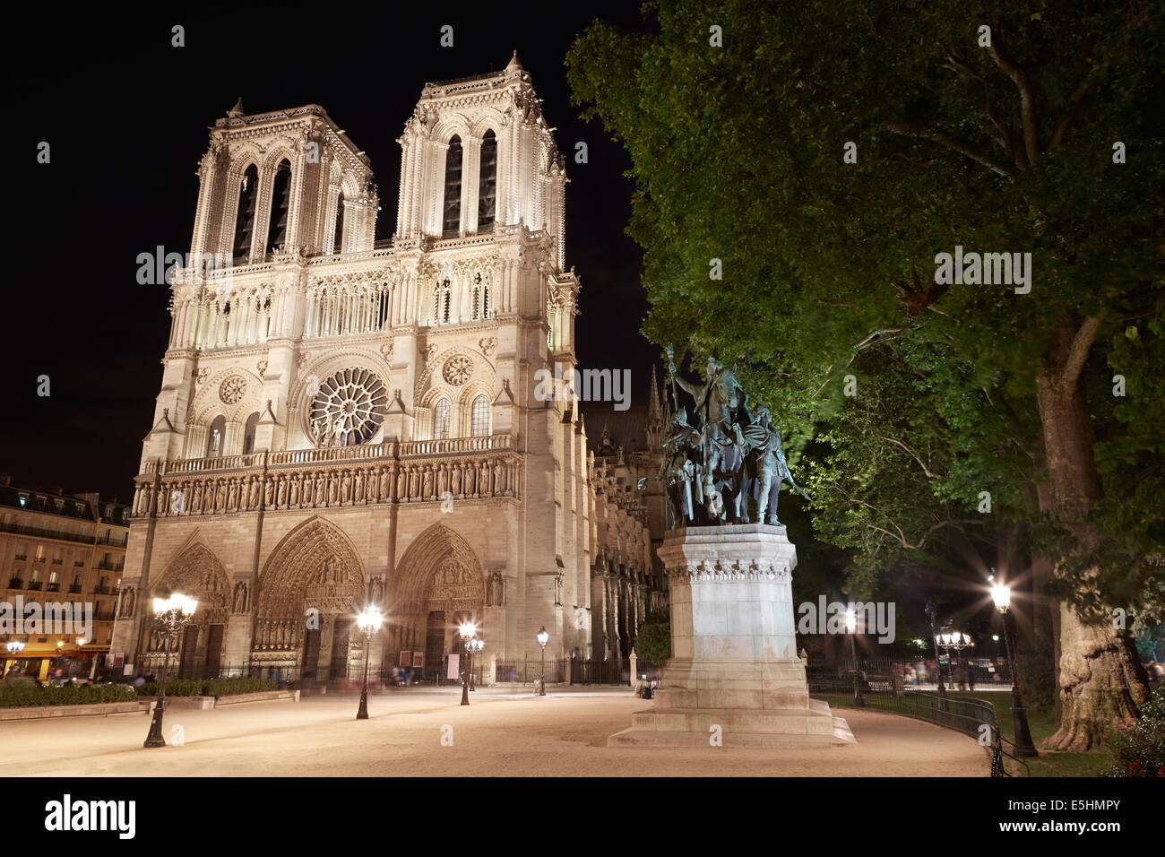 Kathedrale Notre Dame, Paris in Frankreich in der Nacht Stockfoto