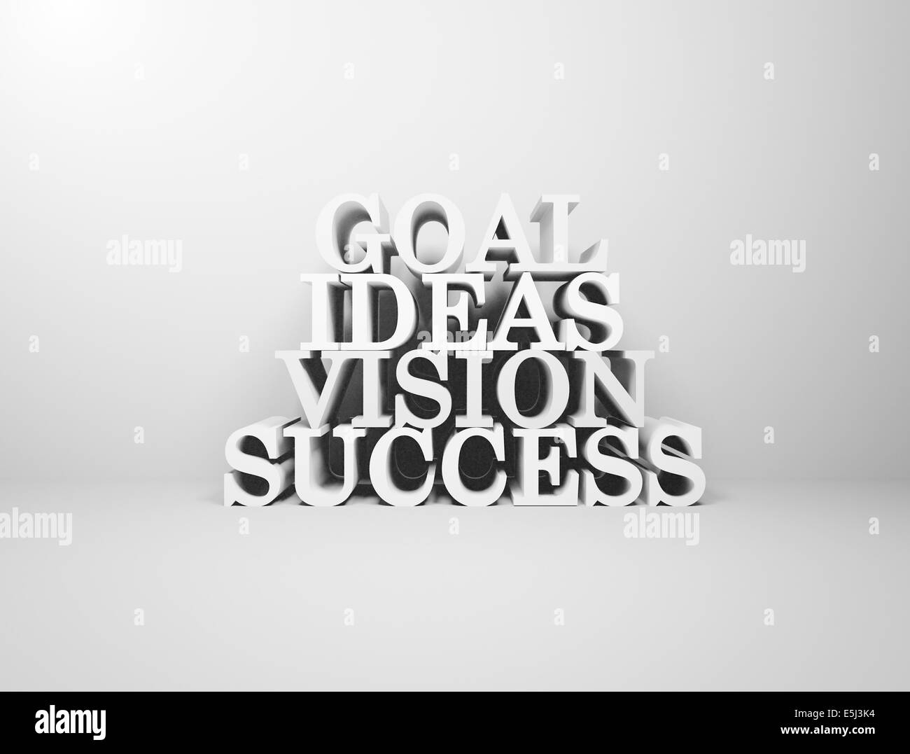 Ziel, Ideen, Vision, Erfolg 3D-Text Hintergrund Stockfoto