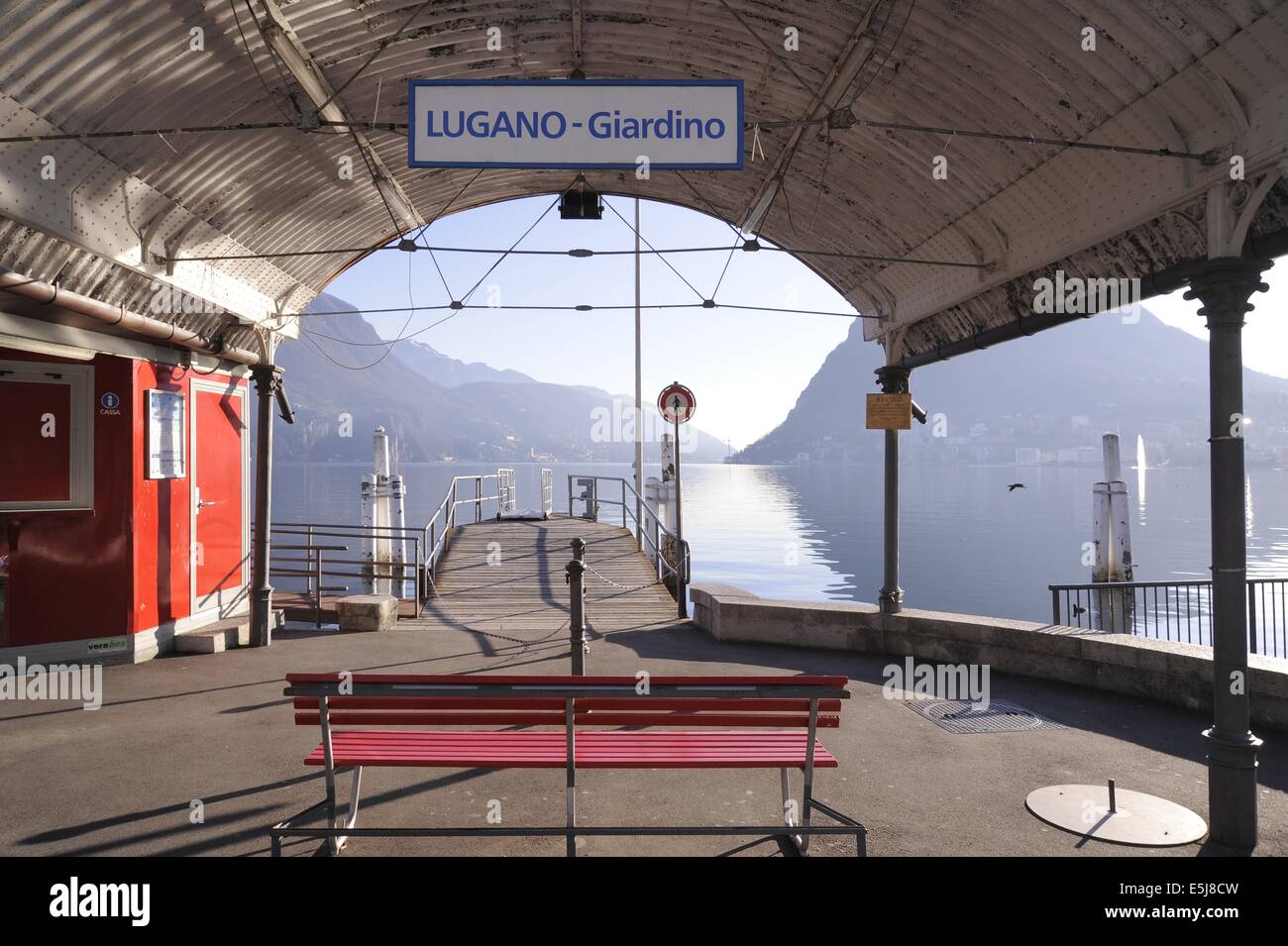 Lugano, Schweiz, Anlegestelle für Ausflugsschiffe Stockfoto