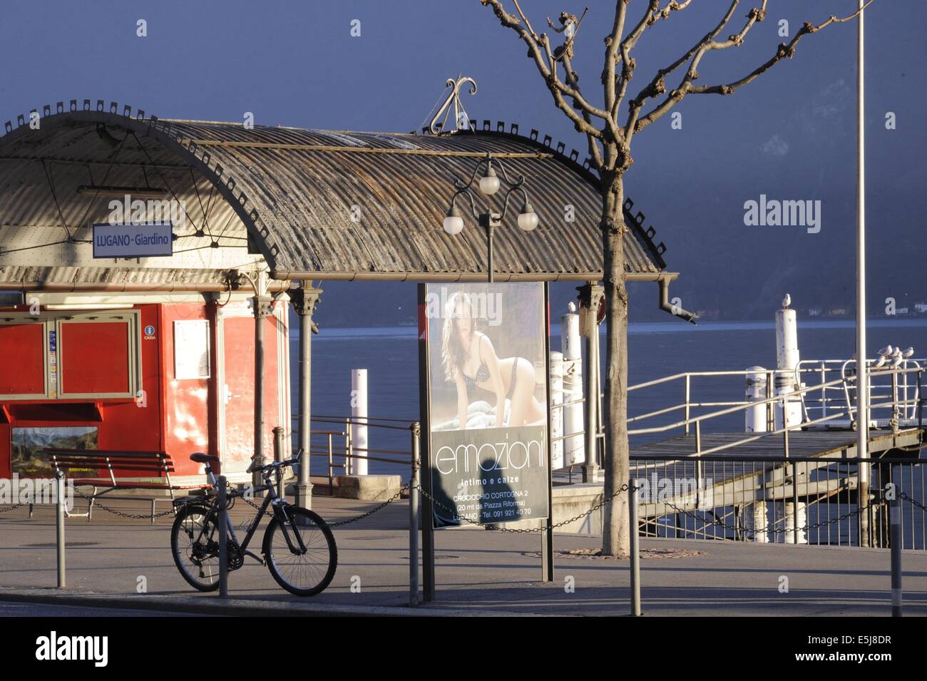 Lugano, Schweiz, Anlegestelle für Ausflugsschiffe Stockfoto