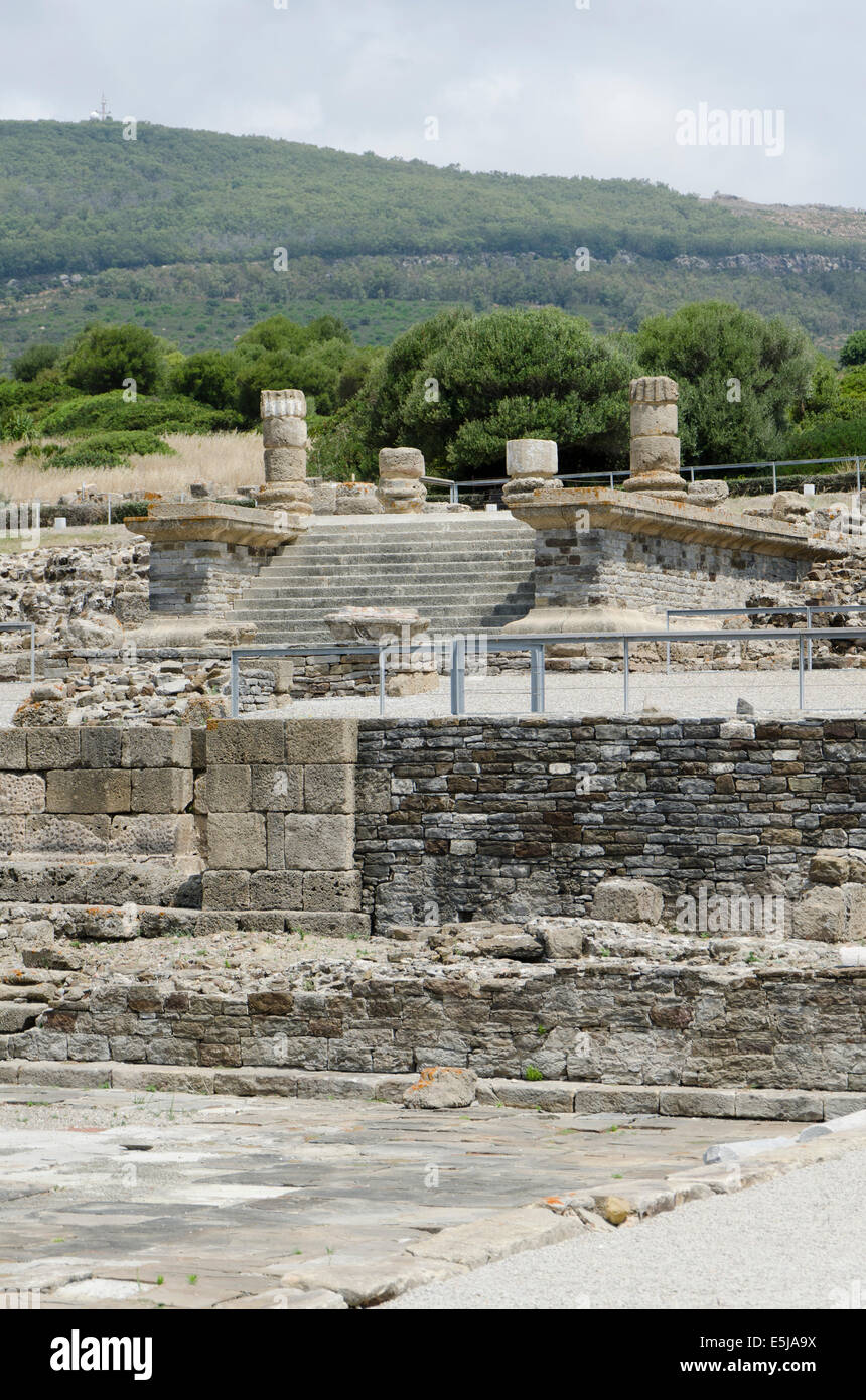 2. Jahrhundert v. Chr. antiken Forum Romanum Baelo Claudia, Bolonia, Costa De La Luz, Cadiz, Spanien. Stockfoto