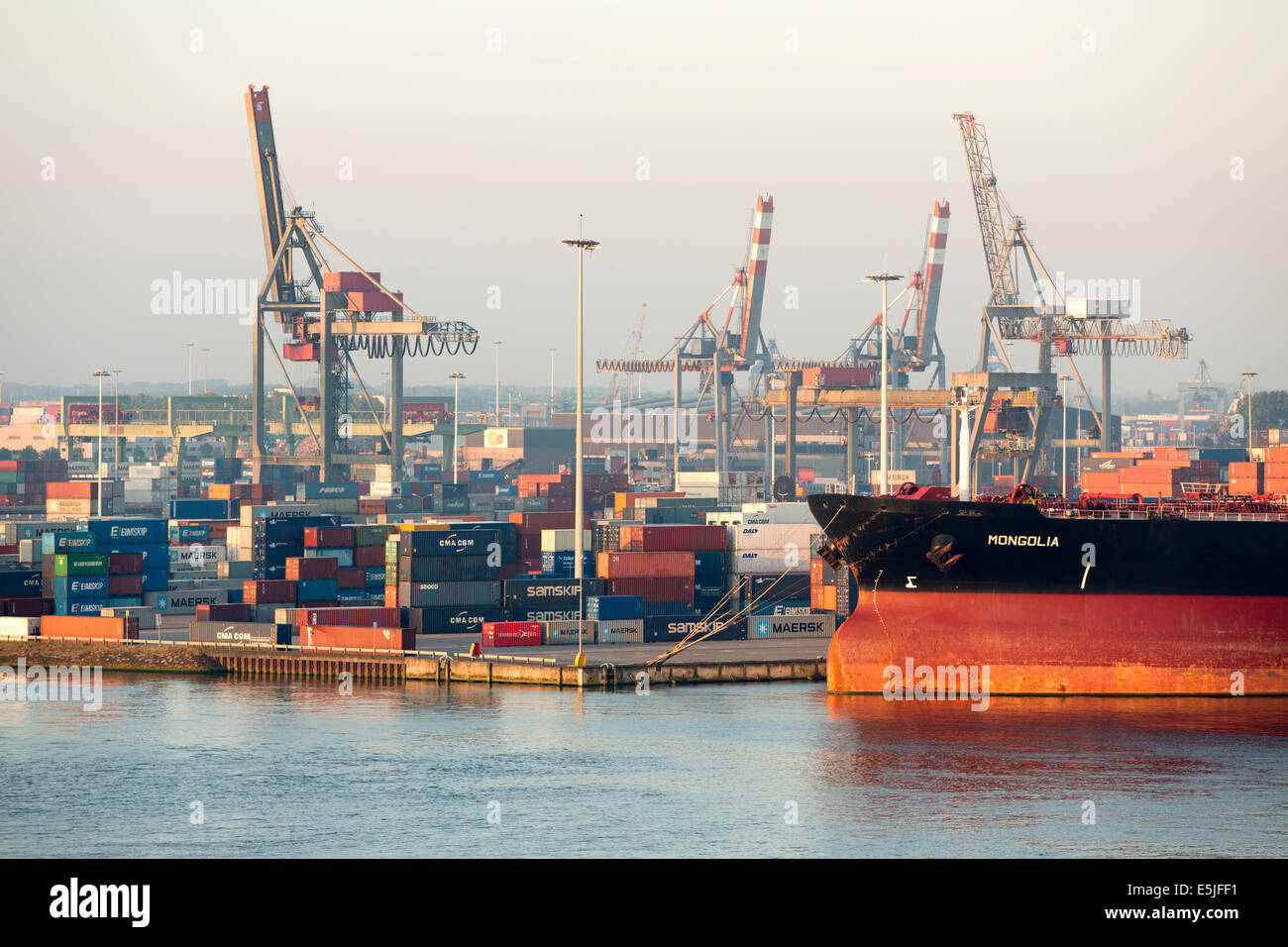 Niederlande, Rotterdam, Hafen von Rotterdam. Containerhafen oder Hafen Stockfoto