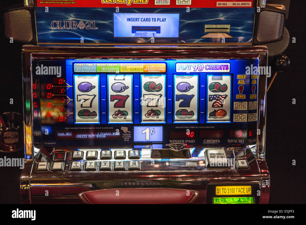 Niederlande, Rotterdam, Casino auf Kreuzfahrt Schiff MS Rotterdam. Slot-Maschine Stockfoto