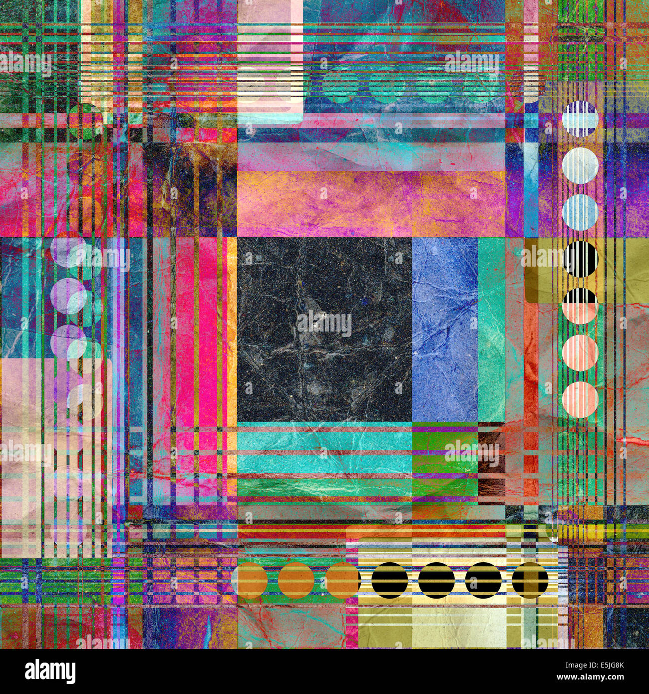 ungewöhnliche helle bunte geometrische abstrakte Muster von verschiedenen bands Stockfoto