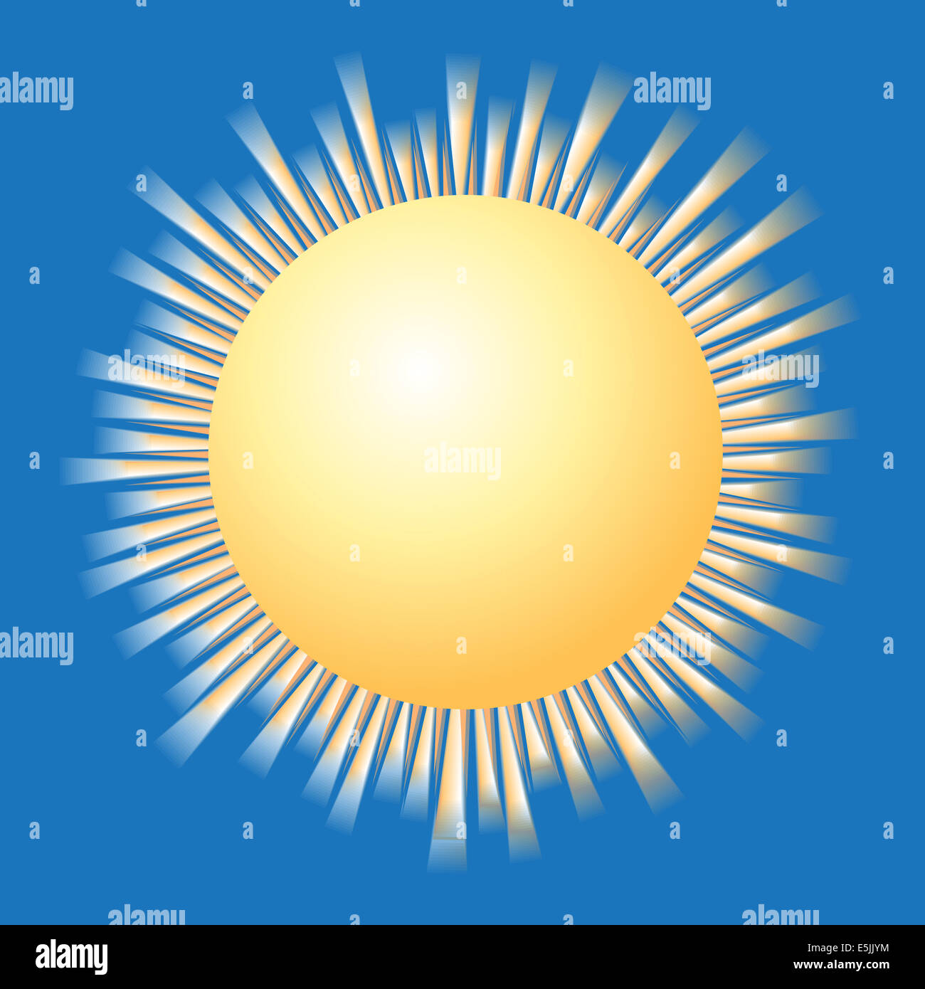 strahlende Sonne auf blauem Hintergrund Grafik Stockfoto