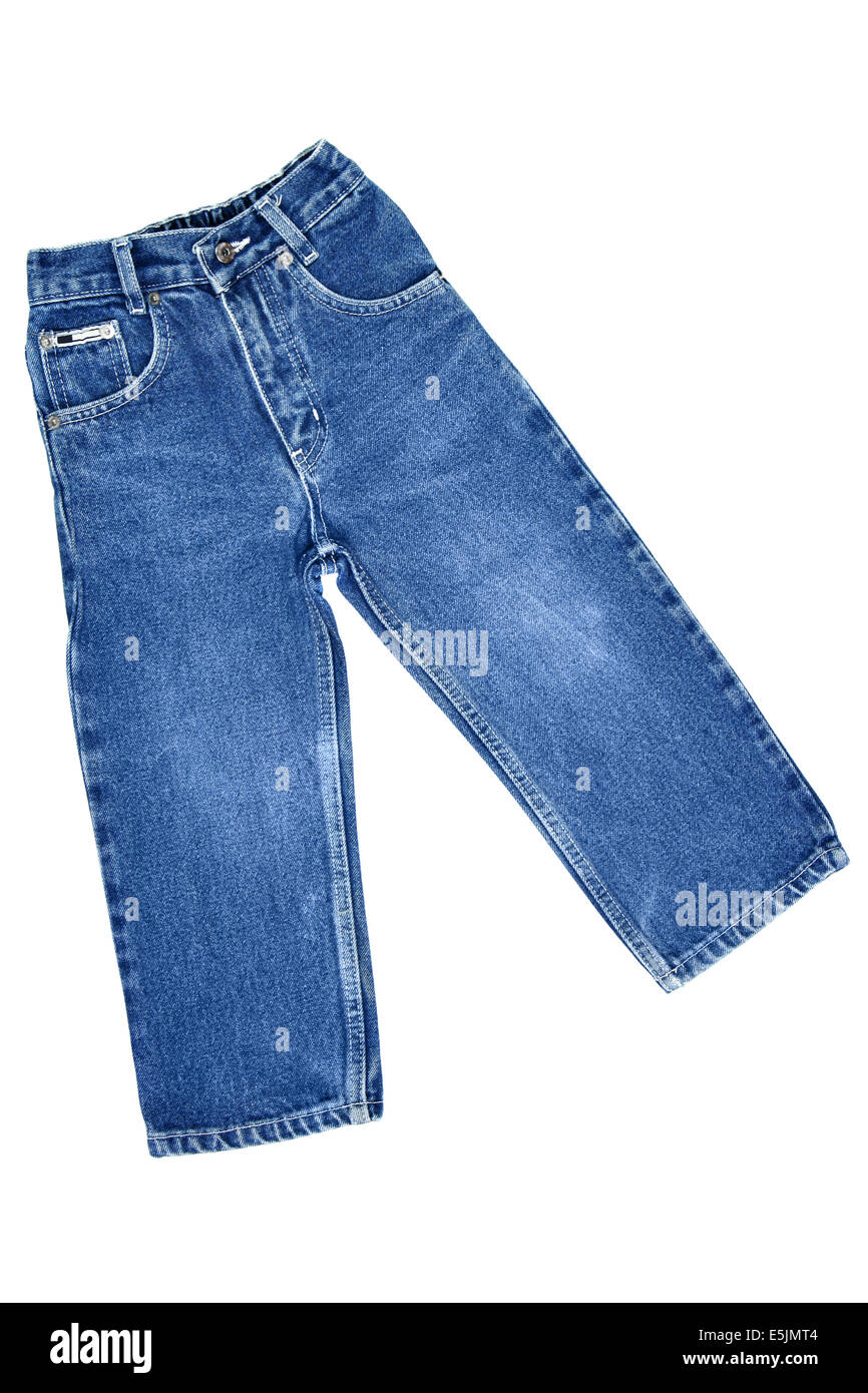 Kindermode - Jeans isoliert auf weißem Hintergrund Stockfoto