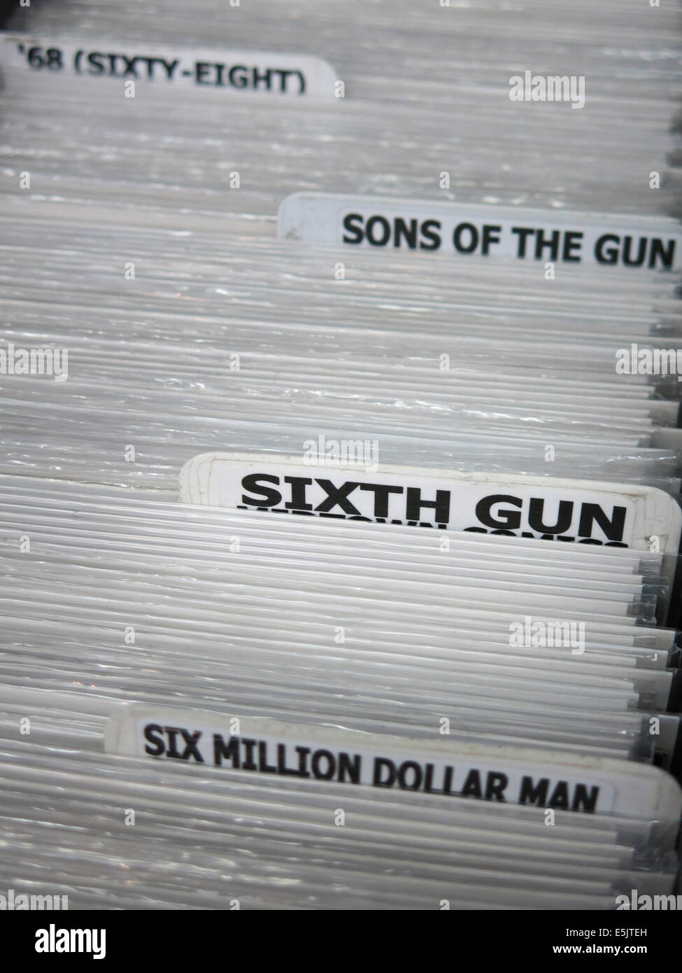 Fragen der sechste Gun-Comic-Buch, Midtown Comics Shop, Times Square, New York, USA Stockfoto